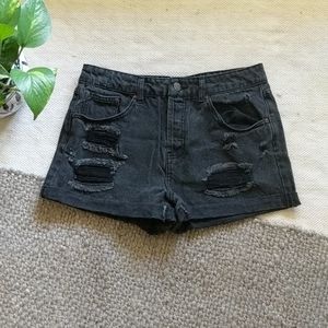 Black jean shorts